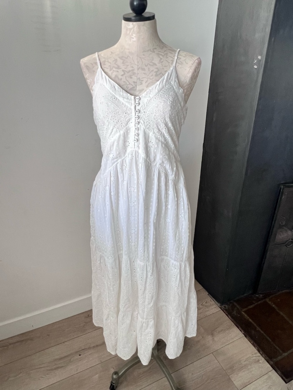 Sundance Arezzo Eyelet Midi Dress Button Front Sleeveless PS Petite Small